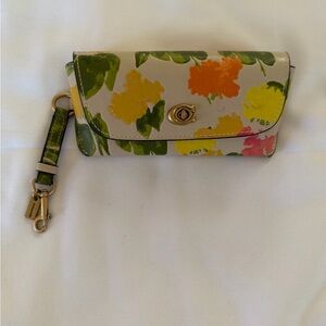 Coach Floral Wristlet with Green, Orange, and Yellow